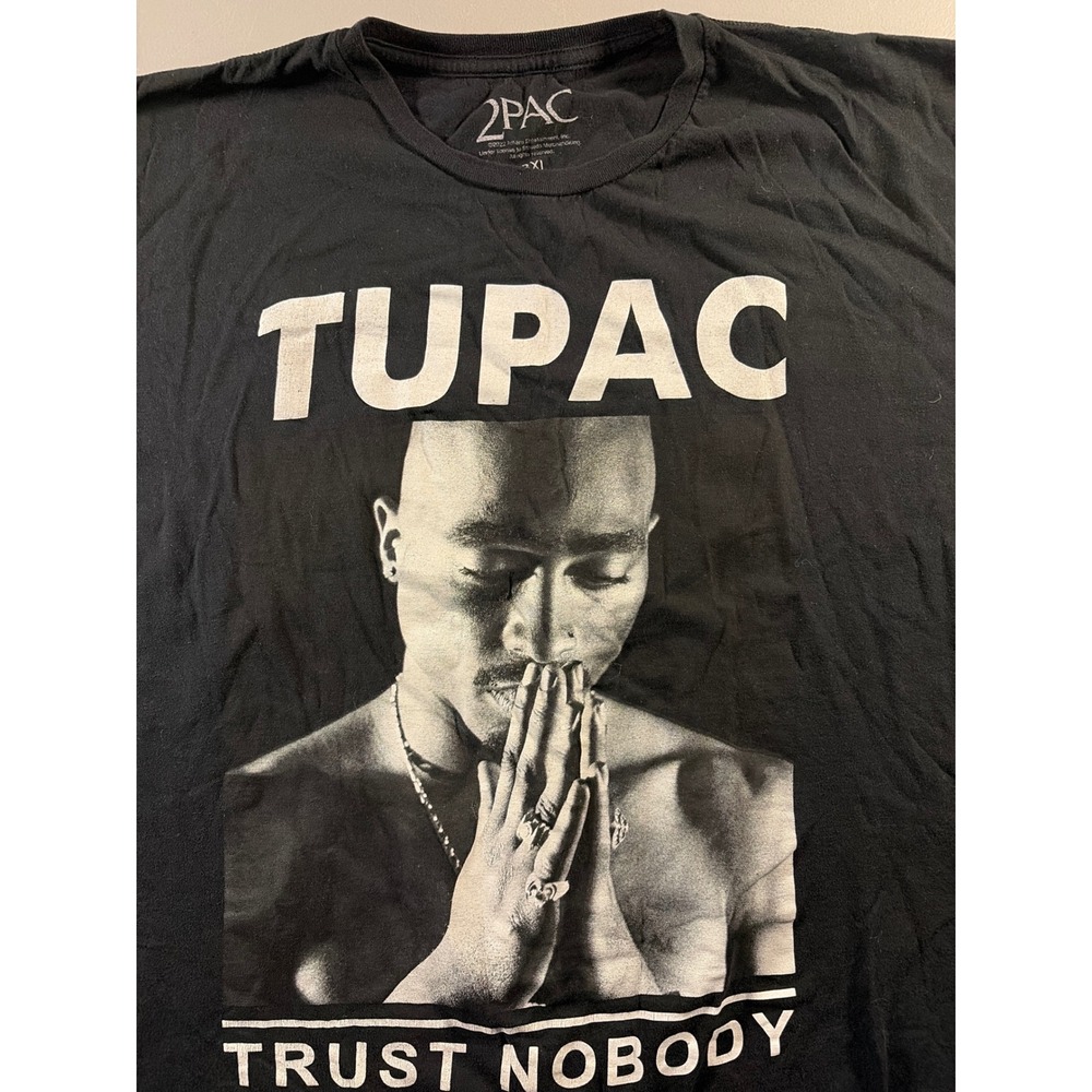 2Pac Graphic T-Shirt Mens‎ 3XL Black Trust Nobody Portrait Cotton Short Sleeve